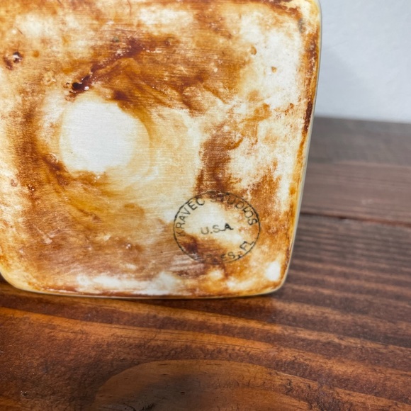 Art Pottery Square Kravec Studios Boho Handmade Studio Ceramic Blues Browns - Picture 6 of 6